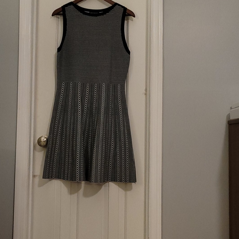 Black and White fit and flair sleeveless dress